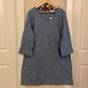 J. Crew Chambray Scallop Hem Dress